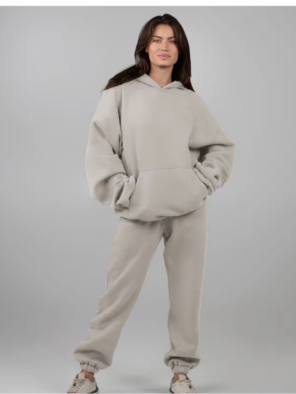 Comfrt minimalist sweats and hoodie set nwt size small color cement